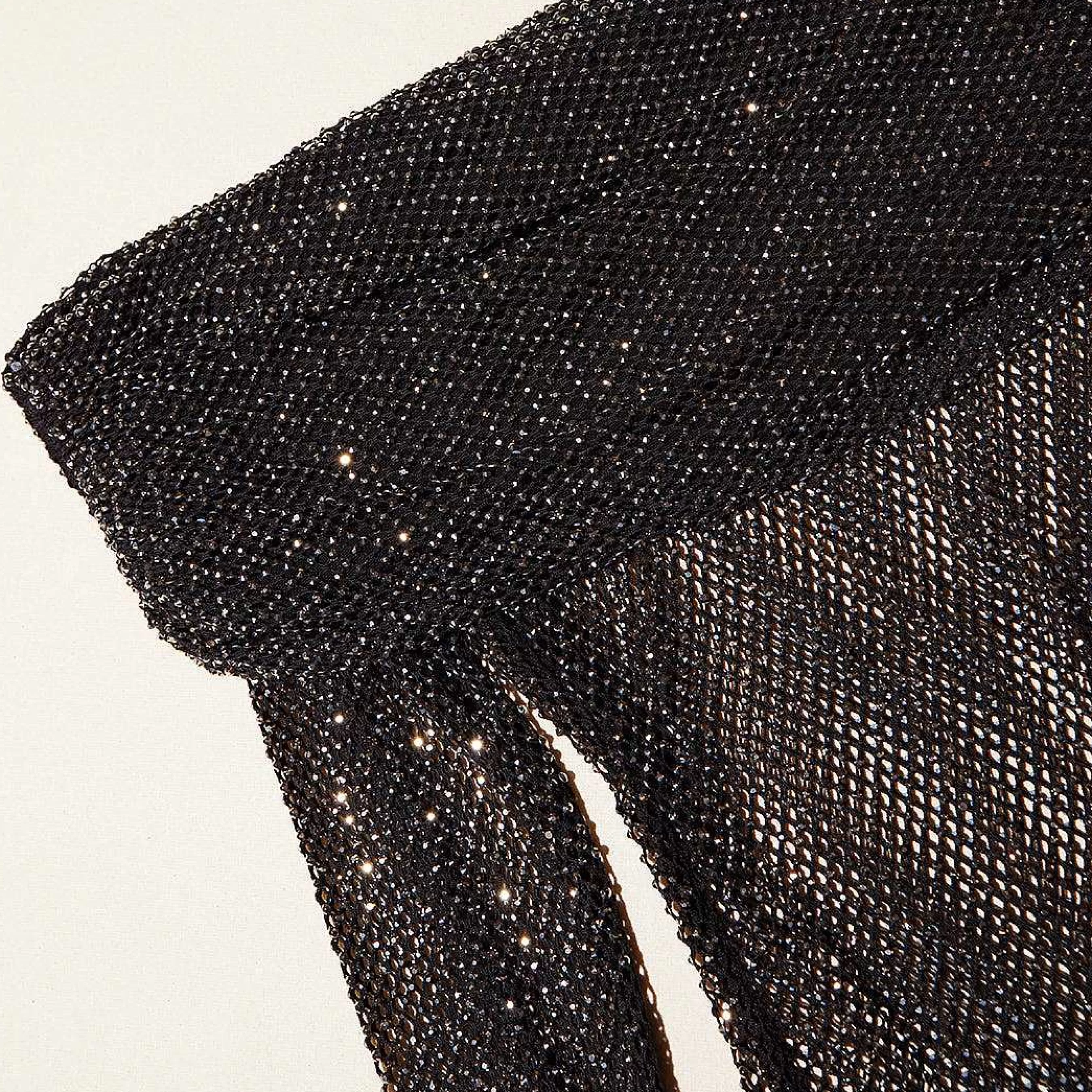 Self-portrait Topper>Black Rhinestone Fishnet Topp