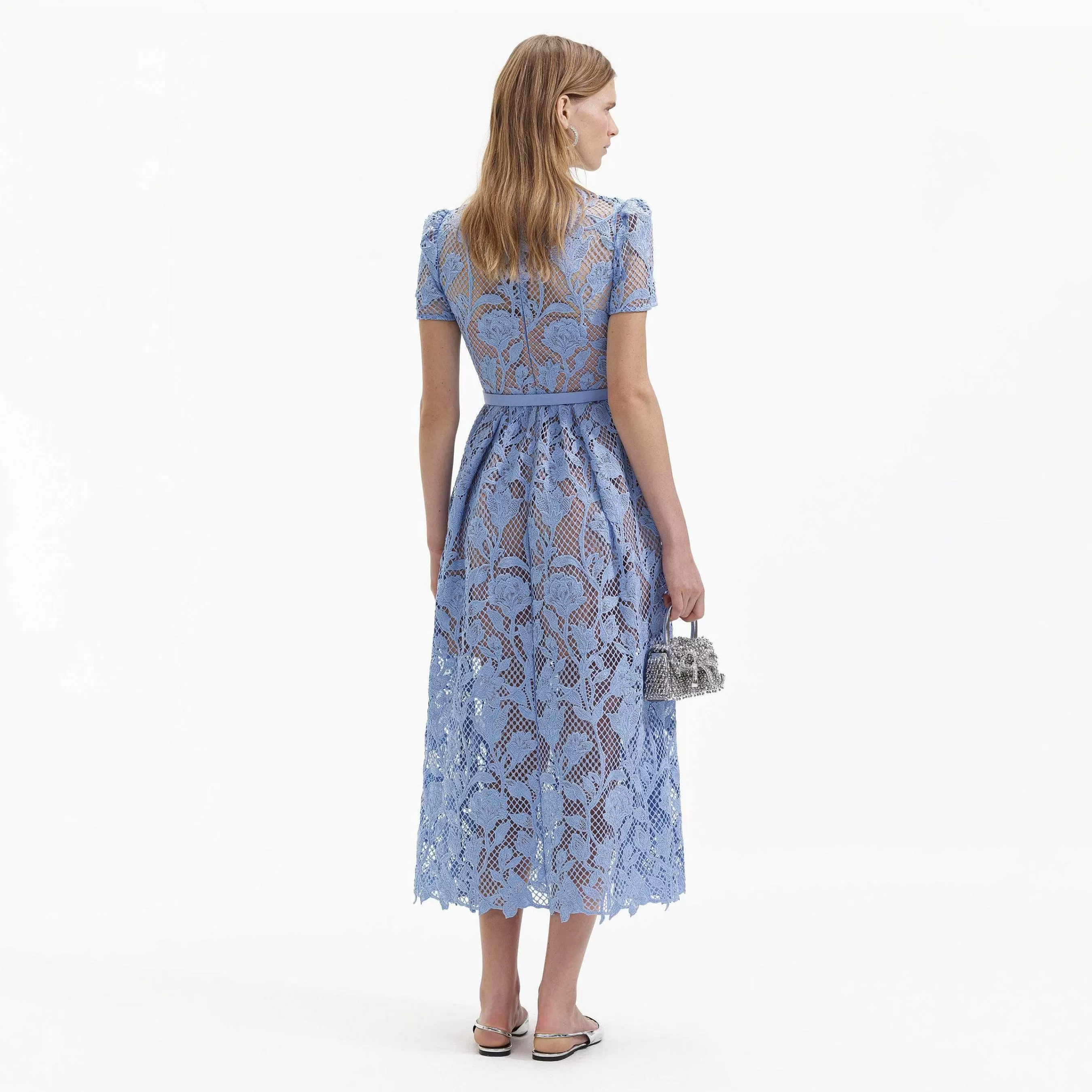 Self-portrait Brudepike>Blue Lily Lace Midi-Kjole