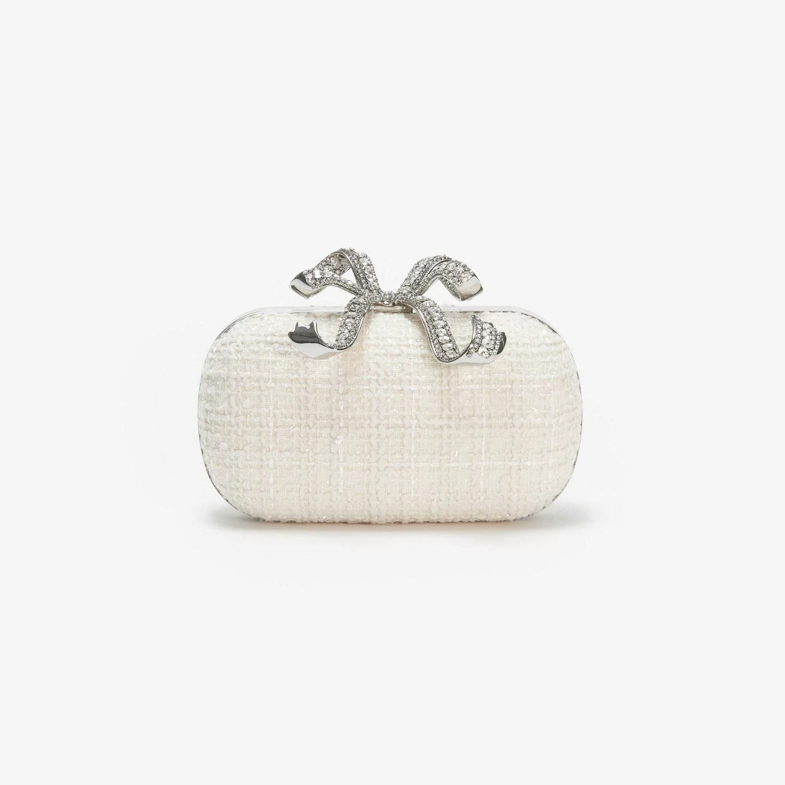 Self-portrait Håndvesker>Cream Boucle Bow Clutch