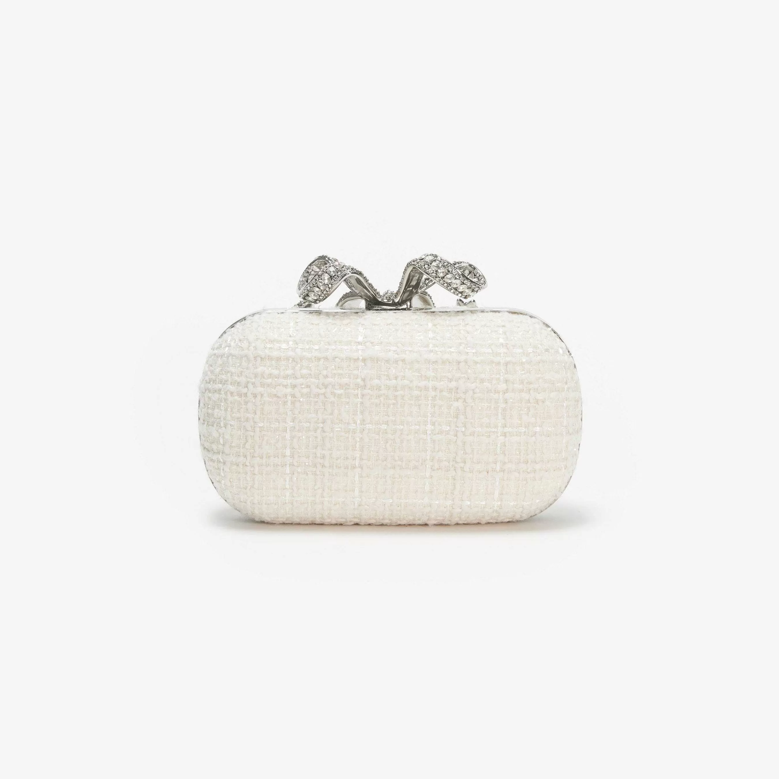 Self-portrait Håndvesker>Cream Boucle Bow Clutch