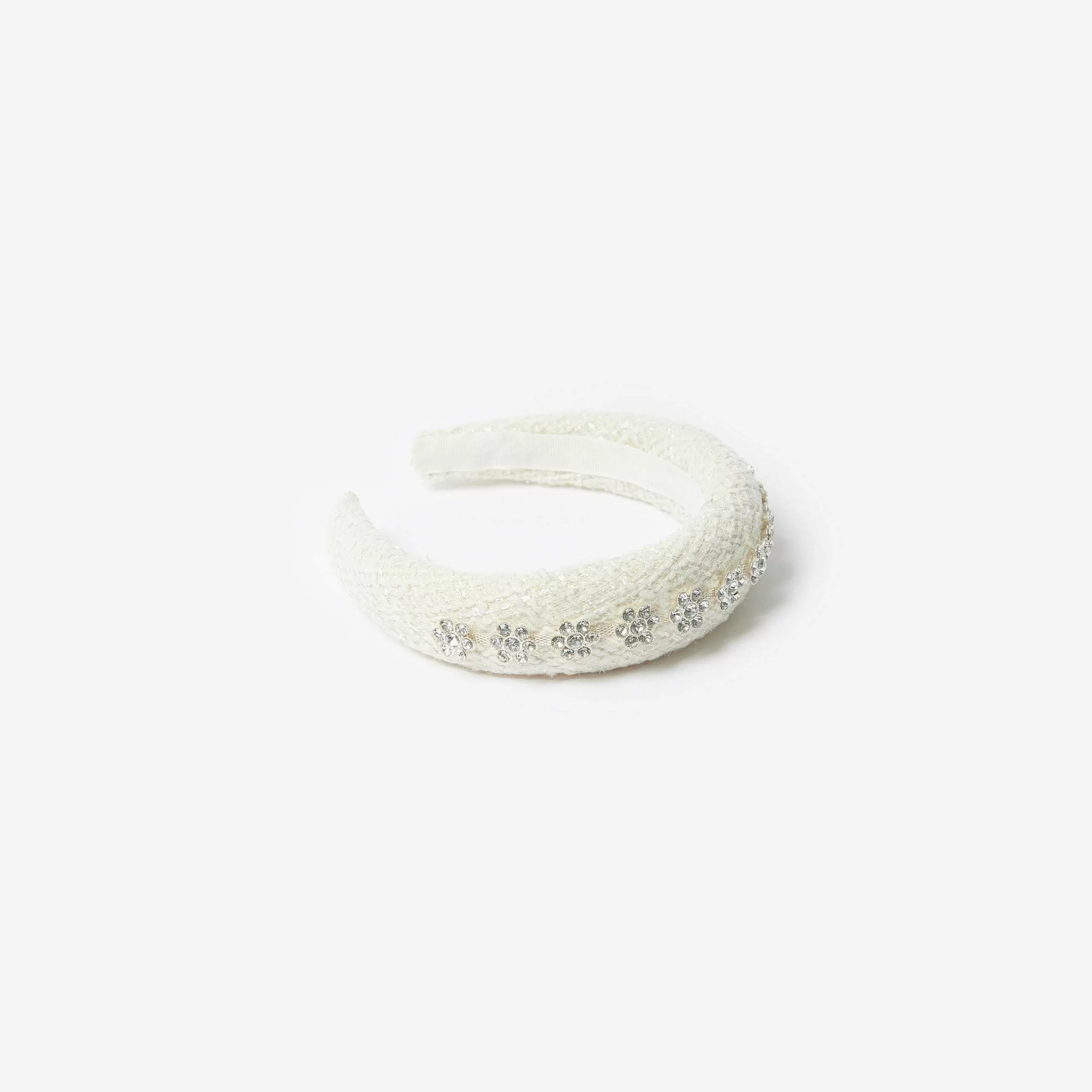 Self-portrait Blomsterjente>Cream Boucle Diamante Panneband