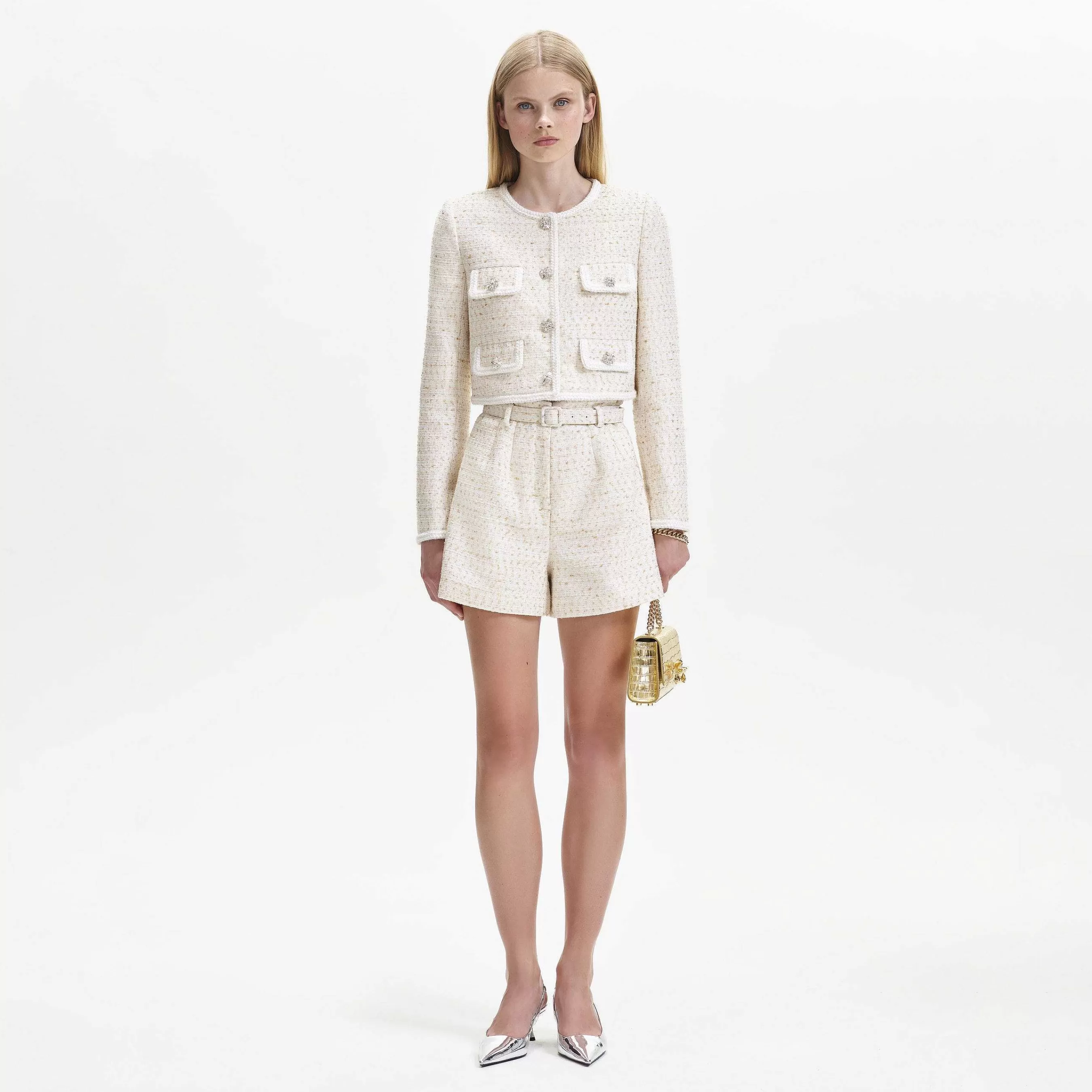 Self-portrait Bunner>Cream Boucle Short