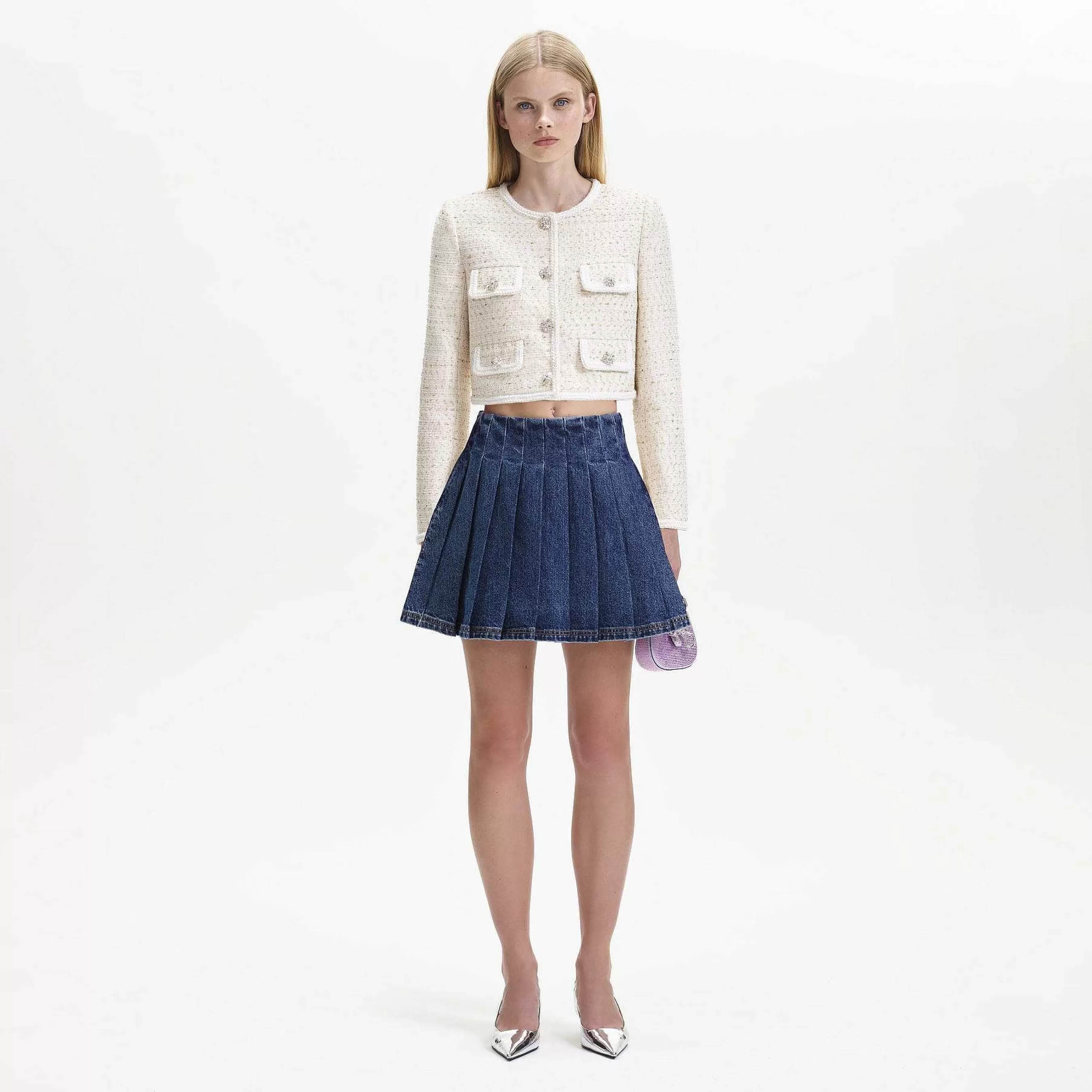 Self-portrait Bunner>Cream Boucle Short