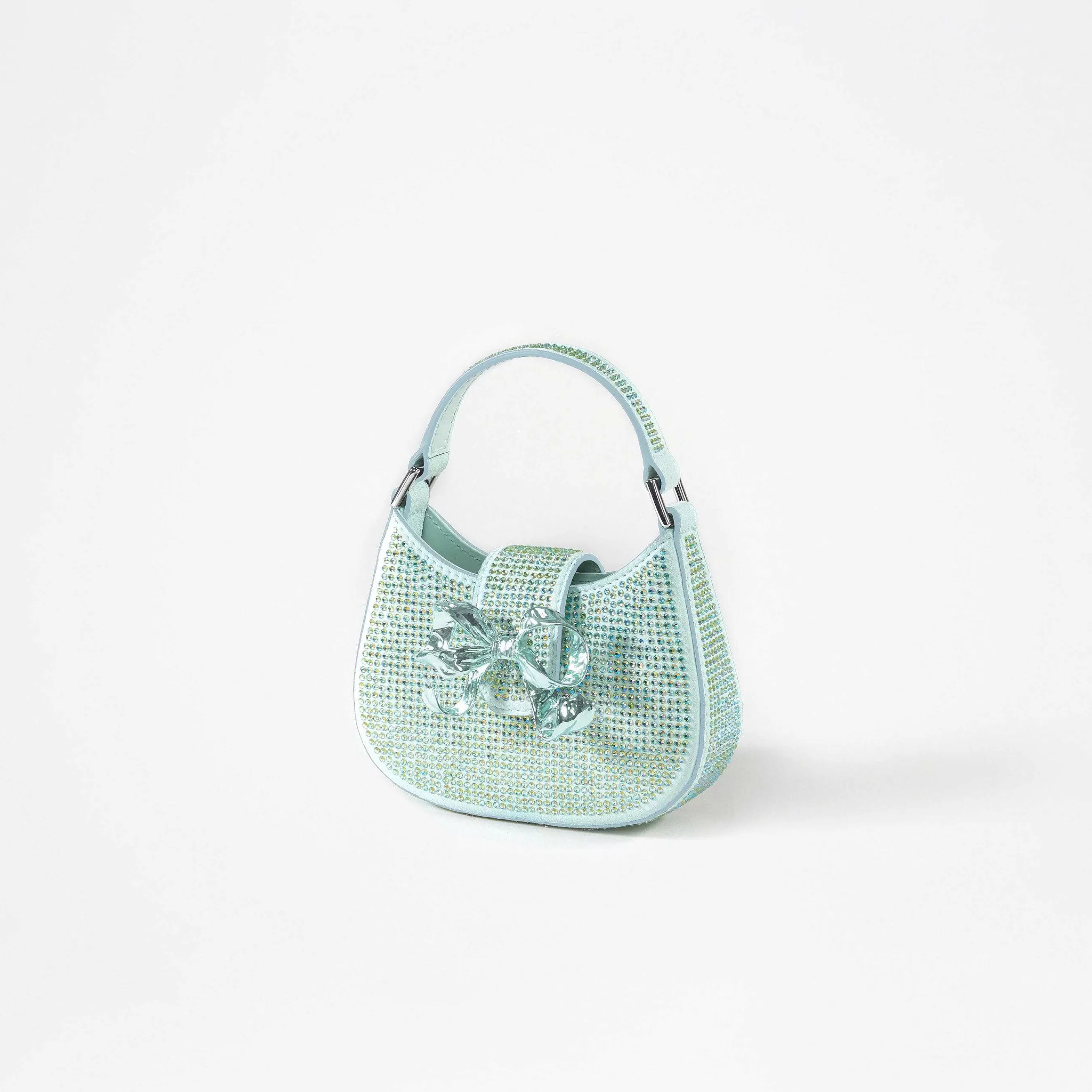 Self-portrait Håndvesker>Gronn Rhinestone Crescent Bow Micro Bag