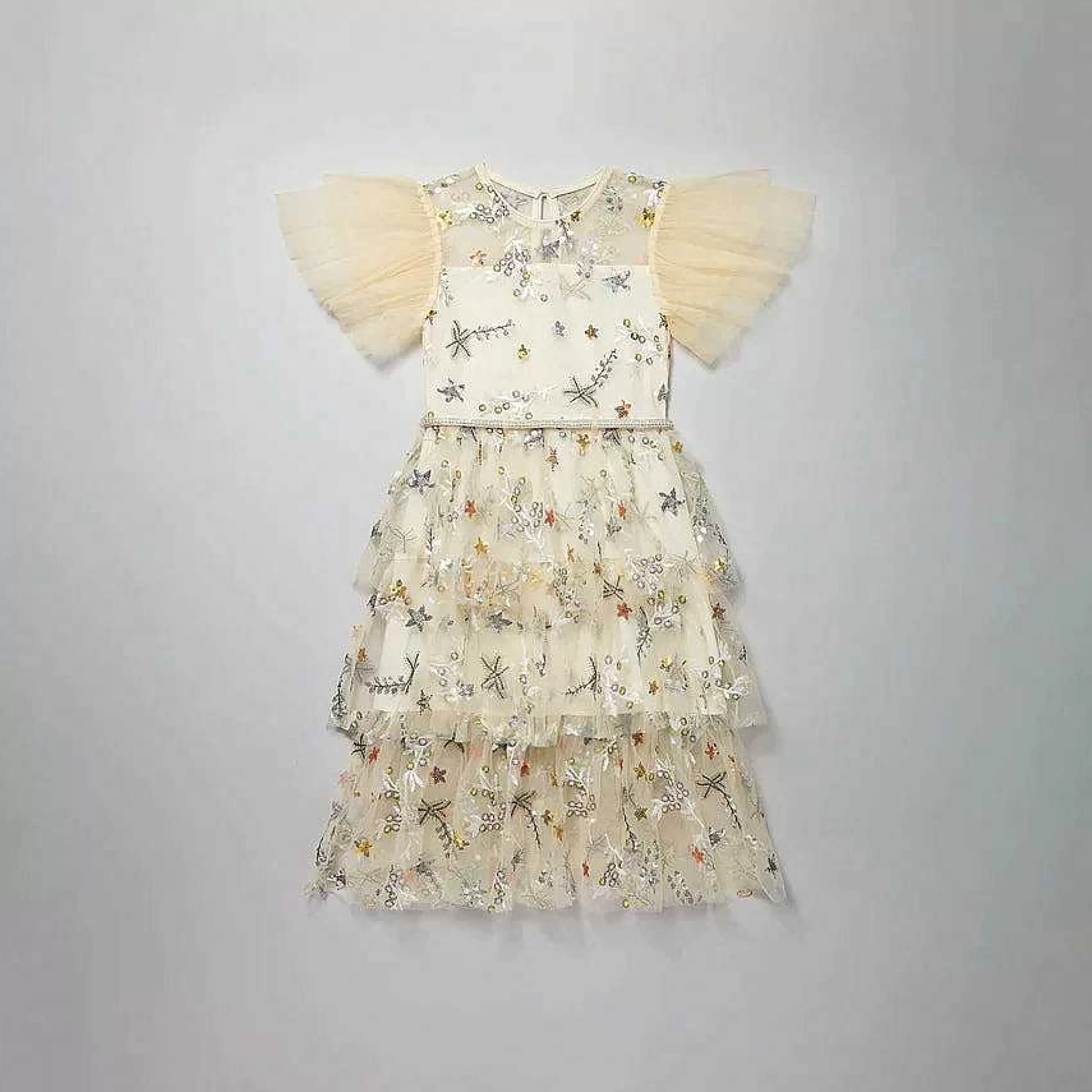 Self-portrait Blomsterjente>Ivory Star Mesh Midi-Kjole