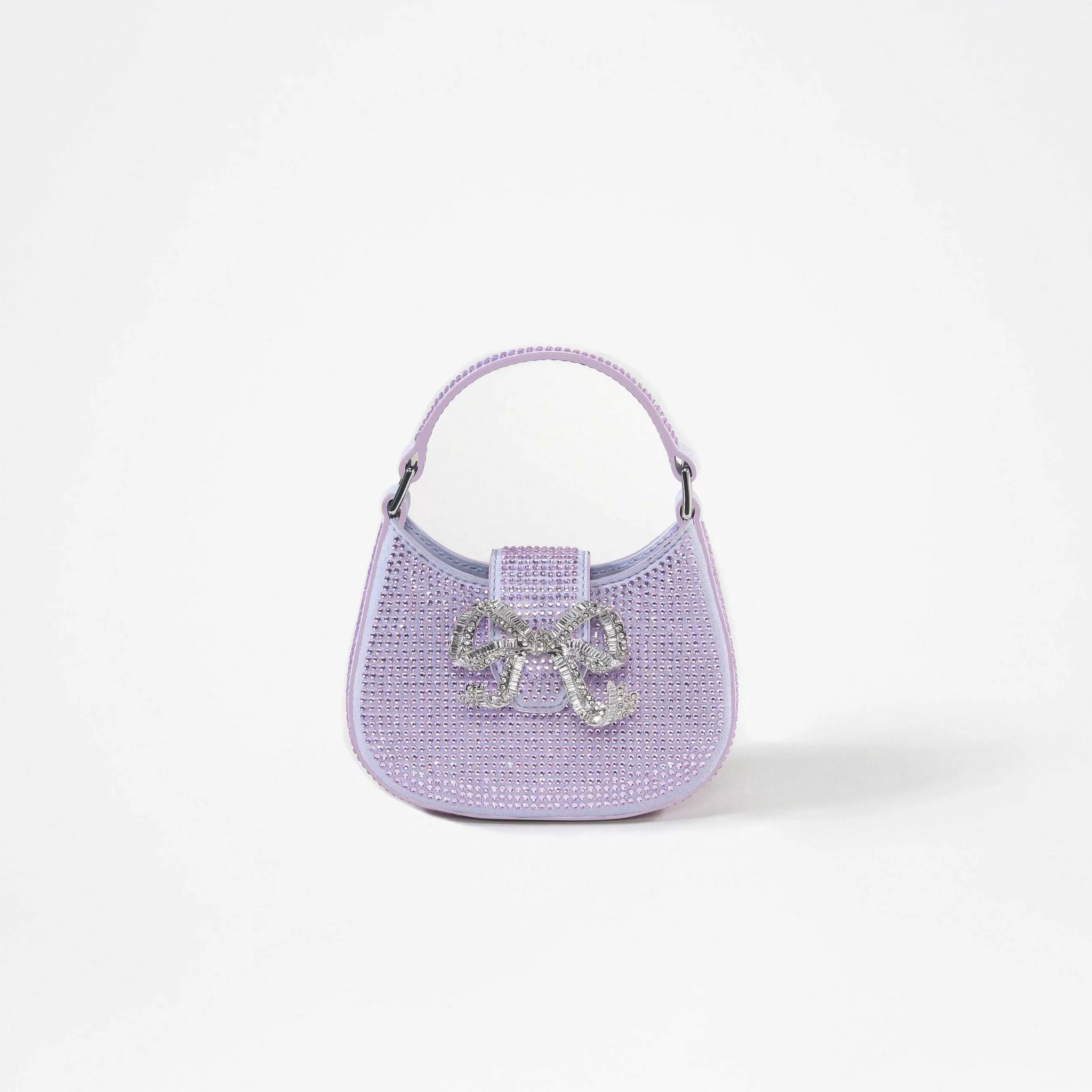 Self-portrait Håndvesker>Lilla Rhinestone Crescent Bow Micro Bag