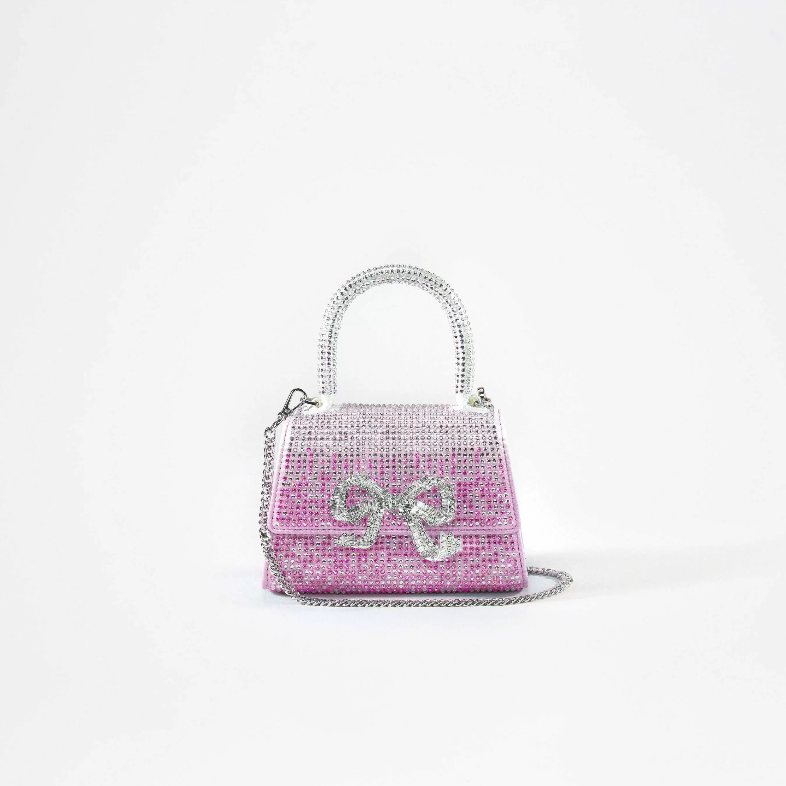 Self-portrait Håndvesker>Rosa Ombre Rhinestone Bow Micro Bag