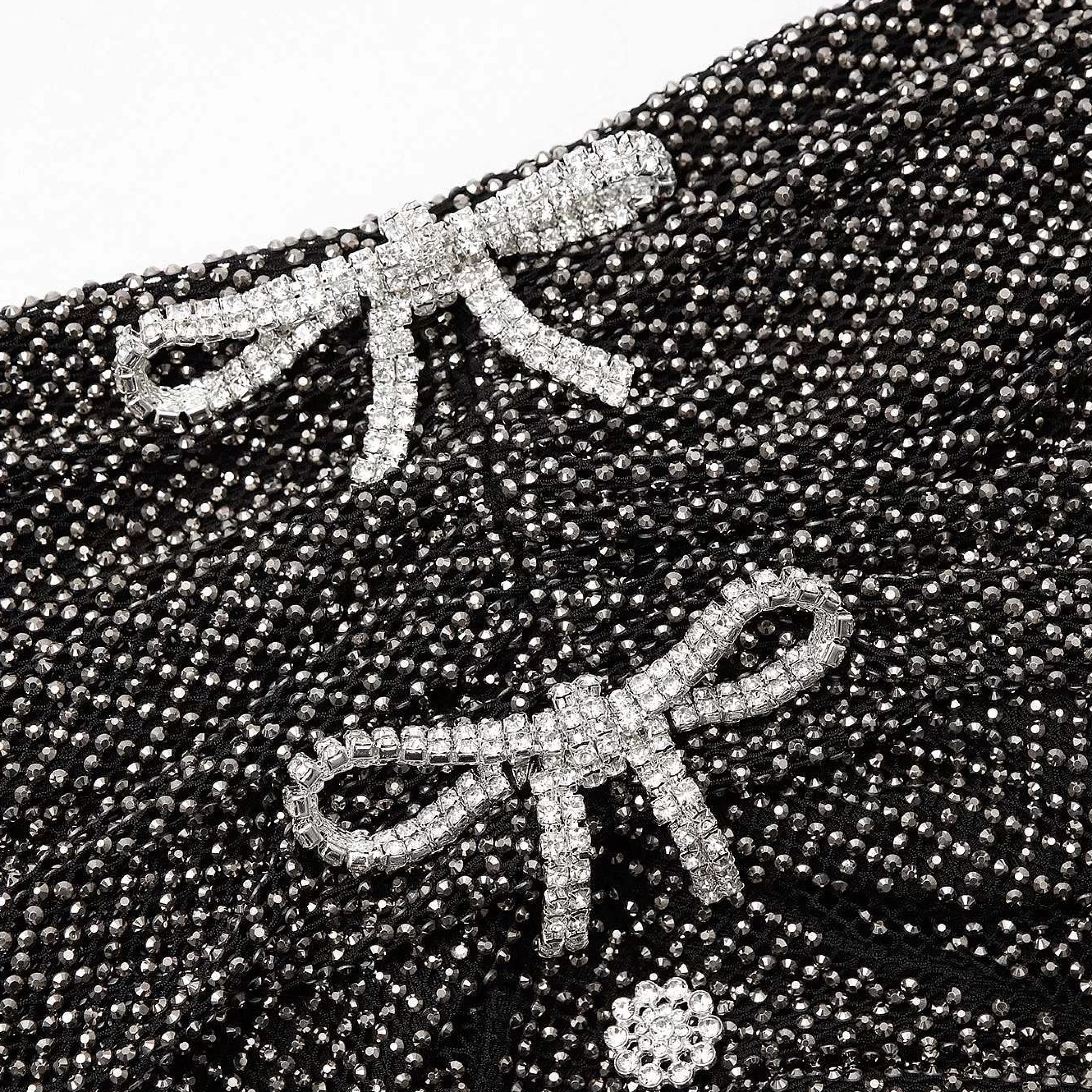 Self-portrait Kjoler>Sort Sloyfe Rhinestone Midi-Kjole