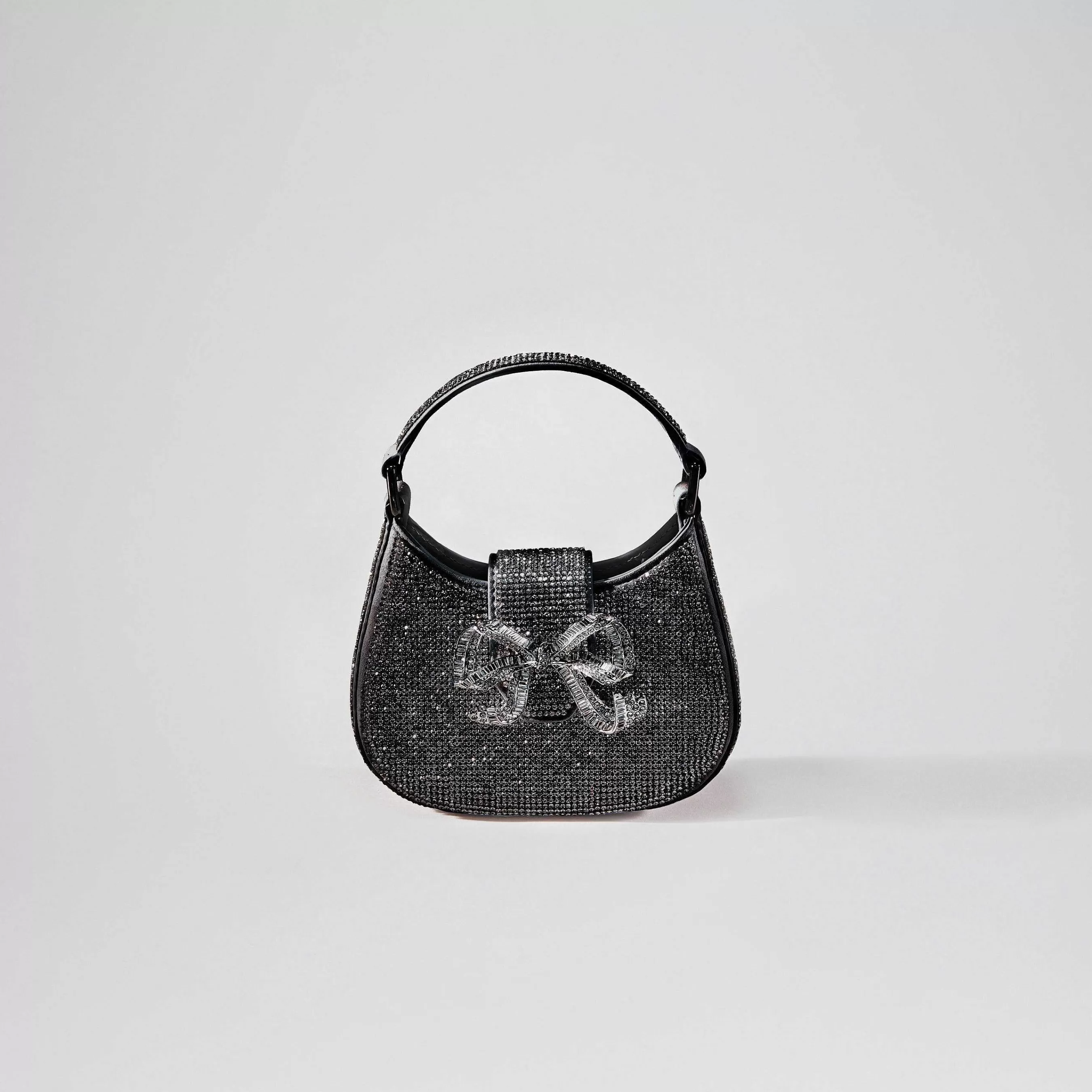 Self-portrait Håndvesker>Svart Rhinestone Crescent Bow Micro Bag